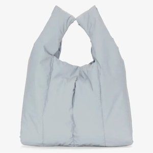 Kara Silver Reflective Flash Mini Shopping Tote Puffer Top Handel Bag